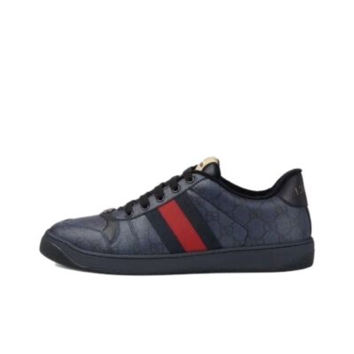 Gucci Screener Round Toe Lace-Up Sneakers Men Blue