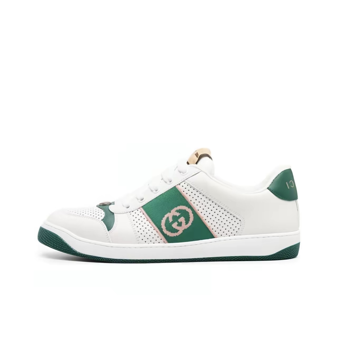 Gucci Screener Leather Low-Top Sneakers Men White Green