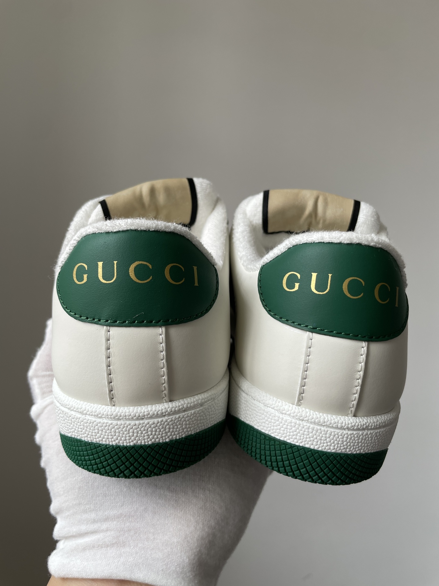 Gucci Screener Leather Low-Top Sneakers Men White Green - Image 5