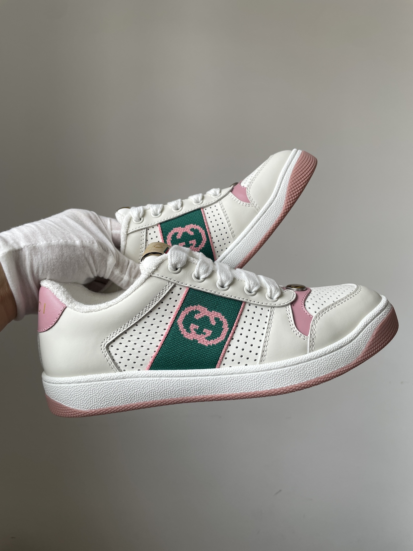 Gucci Screener Leather Casual Sneakers Women White - Image 2