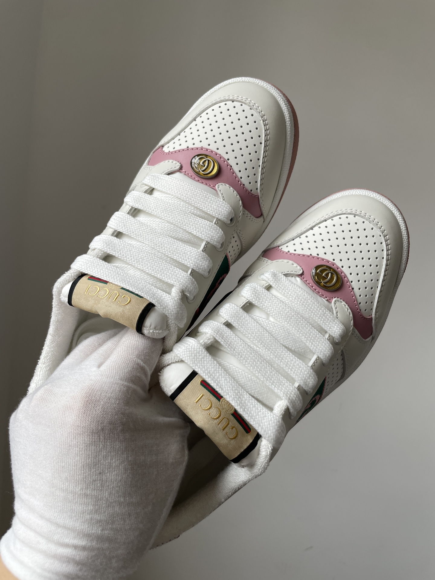 Gucci Screener Leather Casual Sneakers Women White - Image 3