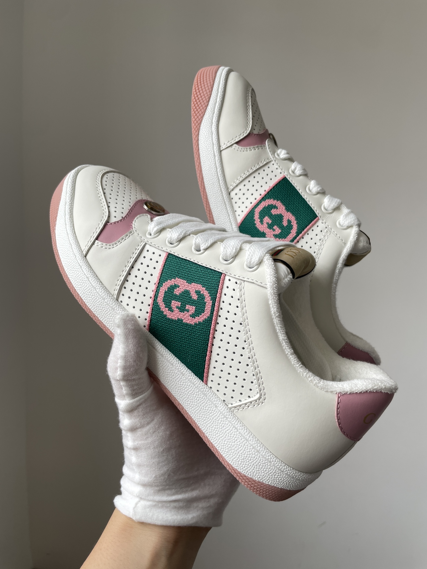 Gucci Screener Leather Casual Sneakers Women White - Image 6