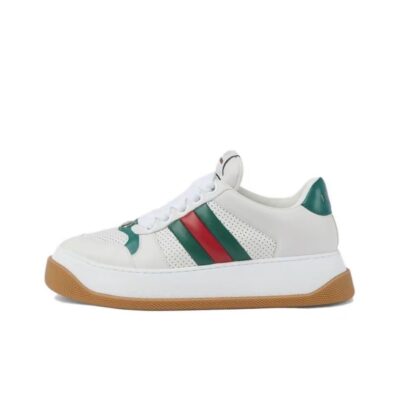 Gucci Screener Leather Lace-Up Sneakers Unisex White