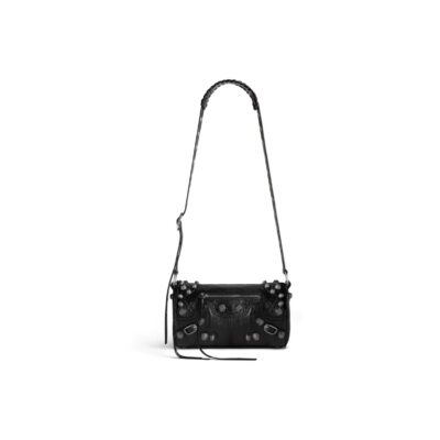 Balenciaga Le Cagole Adjustable Shoulder Bag in Grained Lambskin Leather – Regular Size Black
