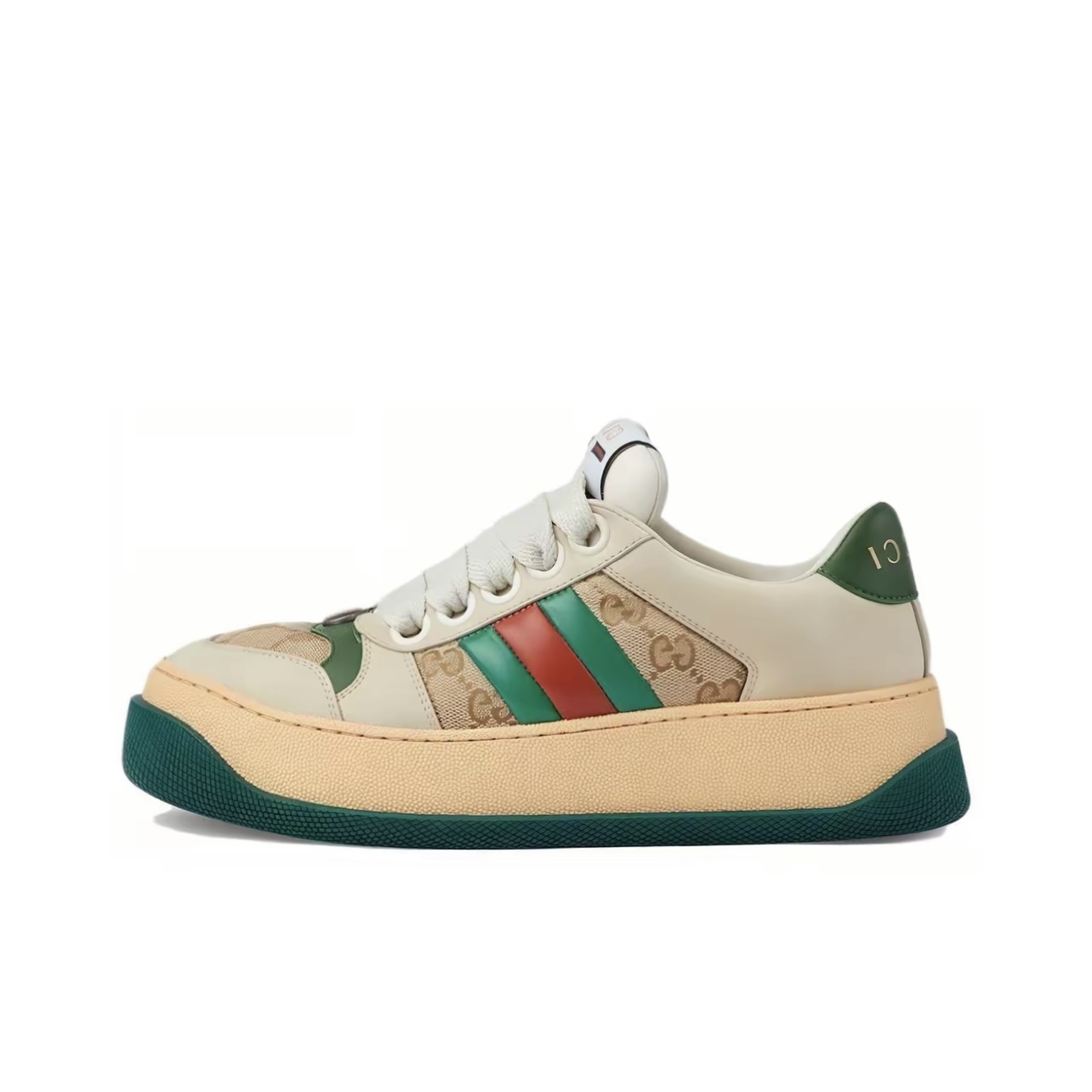 Gucci Screener Leather Lace-Up Sneakers Unisex Green