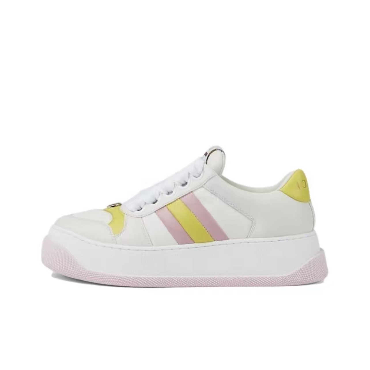 Gucci Screener Leather Lace-Up Sneakers Women Pink