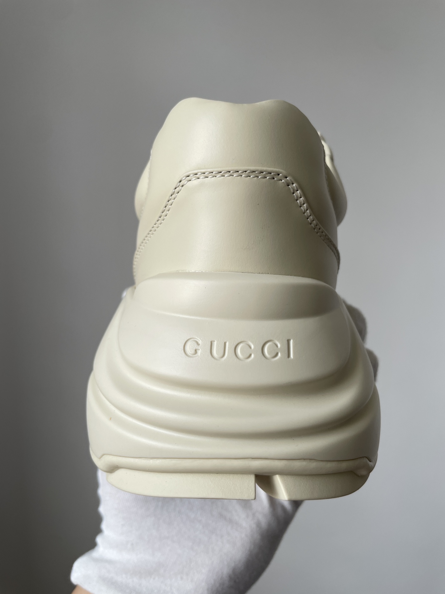 Gucci Rhyton Leather Low-Top Casual Shoes Men Beige - Image 7