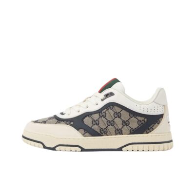 Gucci Re-Web Leather Lace-Up Sneakers Men Beige