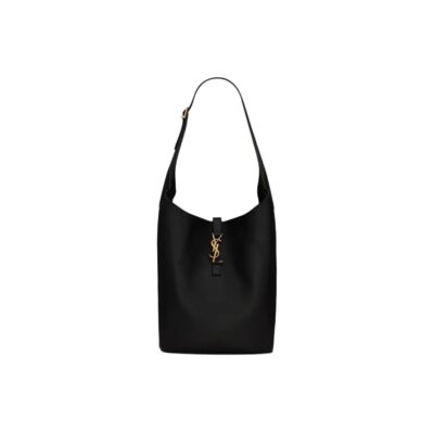SAINT LAURENT YSL LE5A7 Adjustable Strap Leather Bucket Bag Black