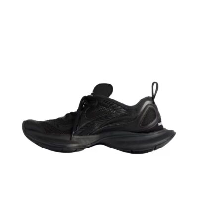 Balenciaga Circuit Round-Toe Lace-Up Low-Top Logo-Print Printed Black Running Sneakers