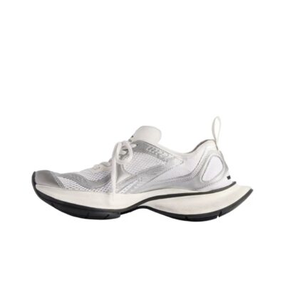 Balenciaga Circuit Round-Toe Low-Top Distressed Printed White Running Sneakers