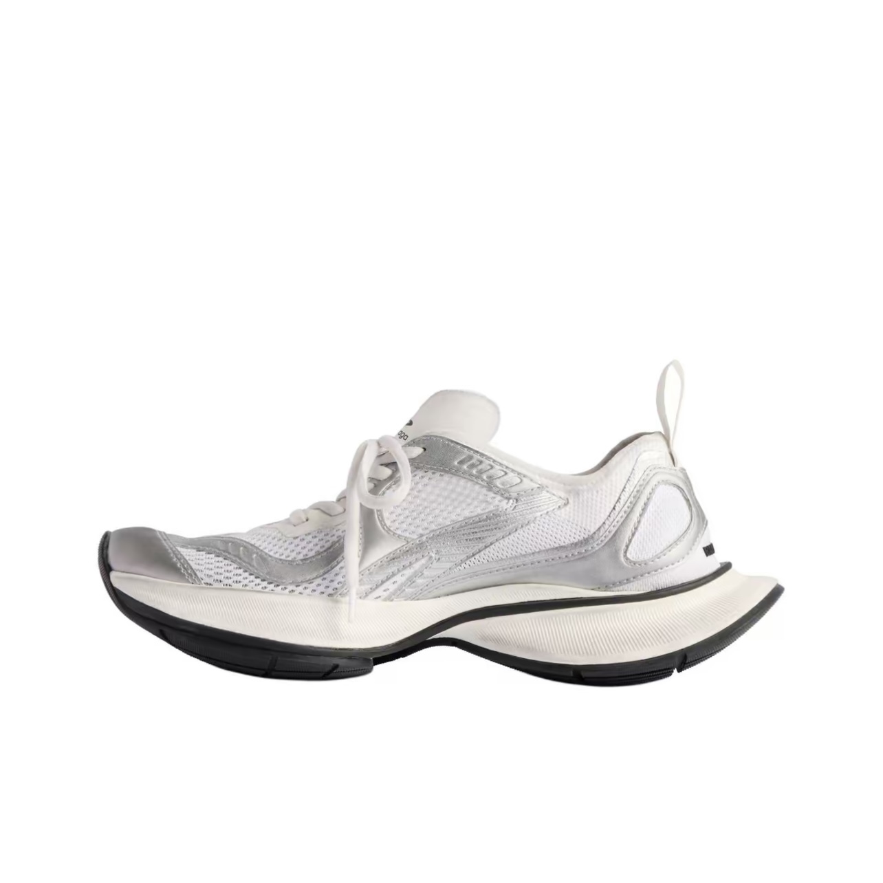 Balenciaga Circuit Round-Toe Low-Top Distressed Printed White Running Sneakers