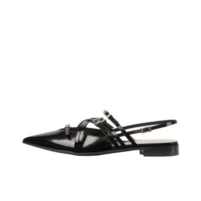 Gucci Leather Pointed Slingback Flats Women Black