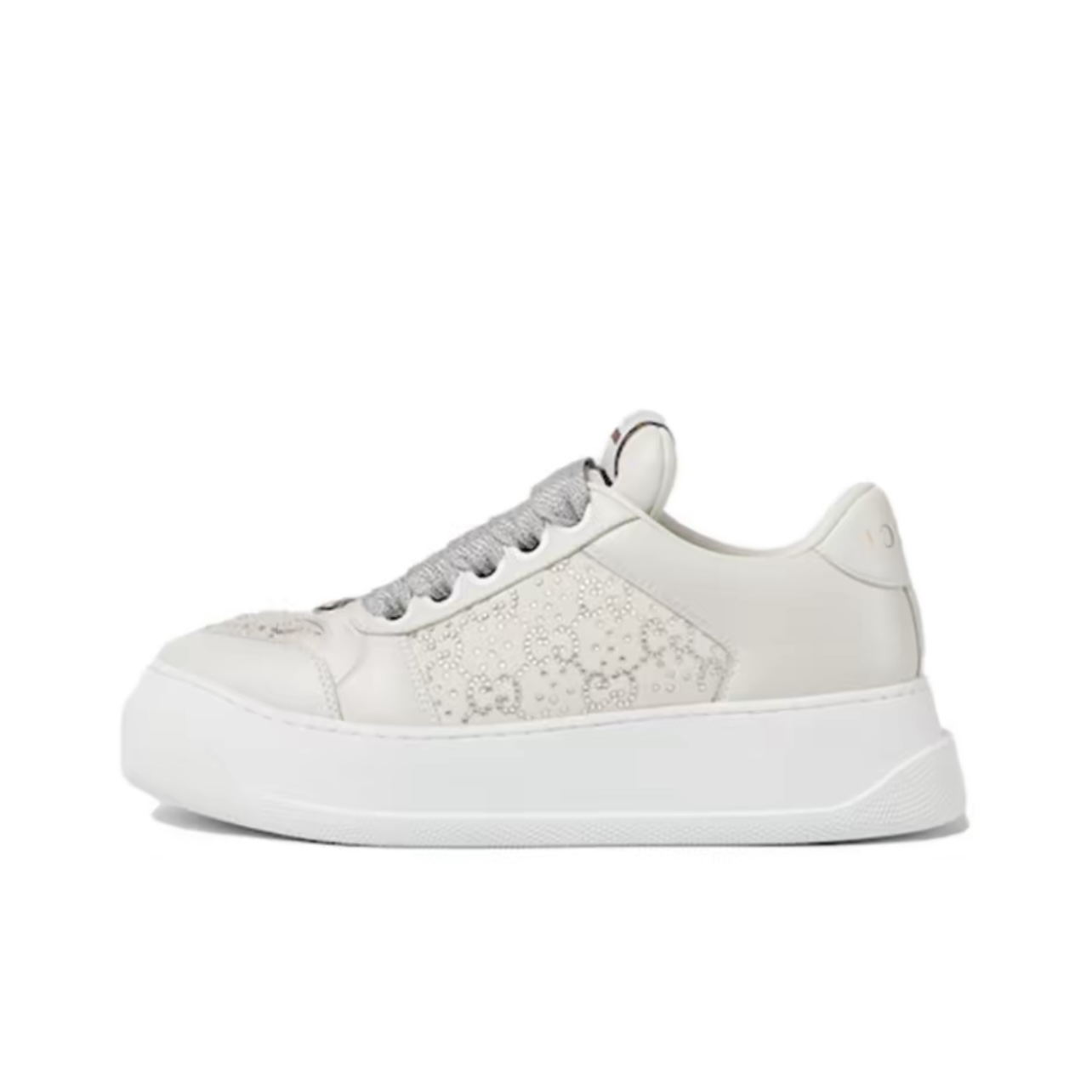 Gucci Screener Leather Platform Sneakers Women Light Gray