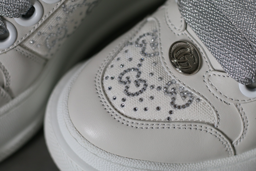 Gucci Screener Leather Platform Sneakers Women Light Gray - Image 4