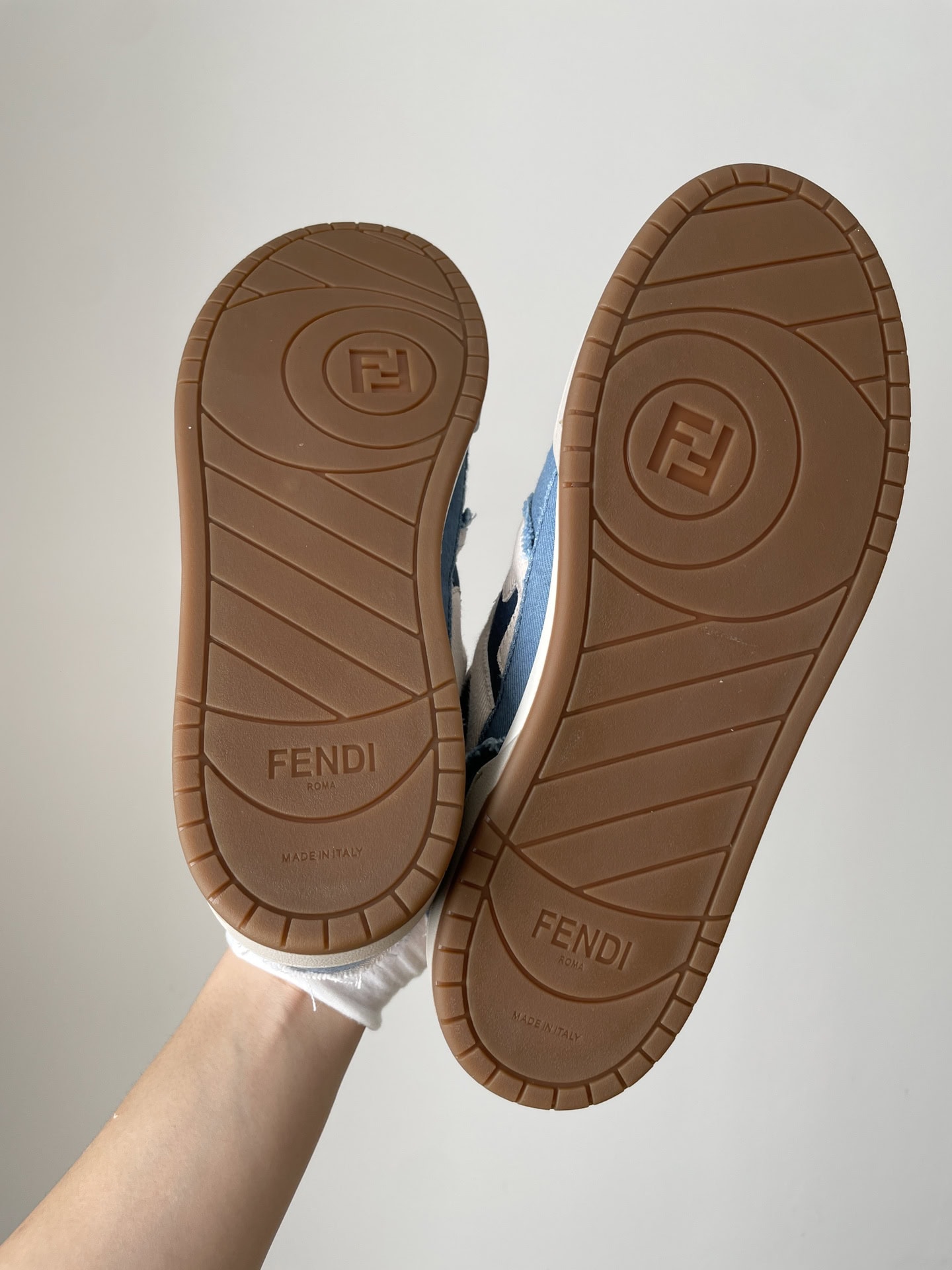 Fendi Match Denim Lace-Up Low-Top Fashion Sneakers Unisex Blue White - Image 4