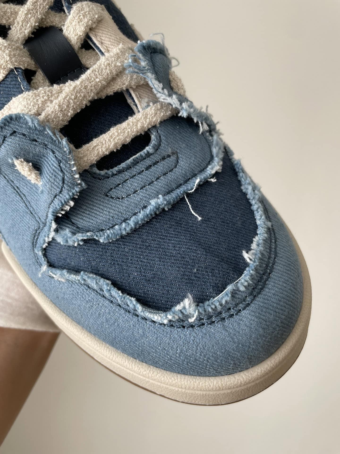 Fendi Match Denim Lace-Up Low-Top Fashion Sneakers Unisex Blue White - Image 6
