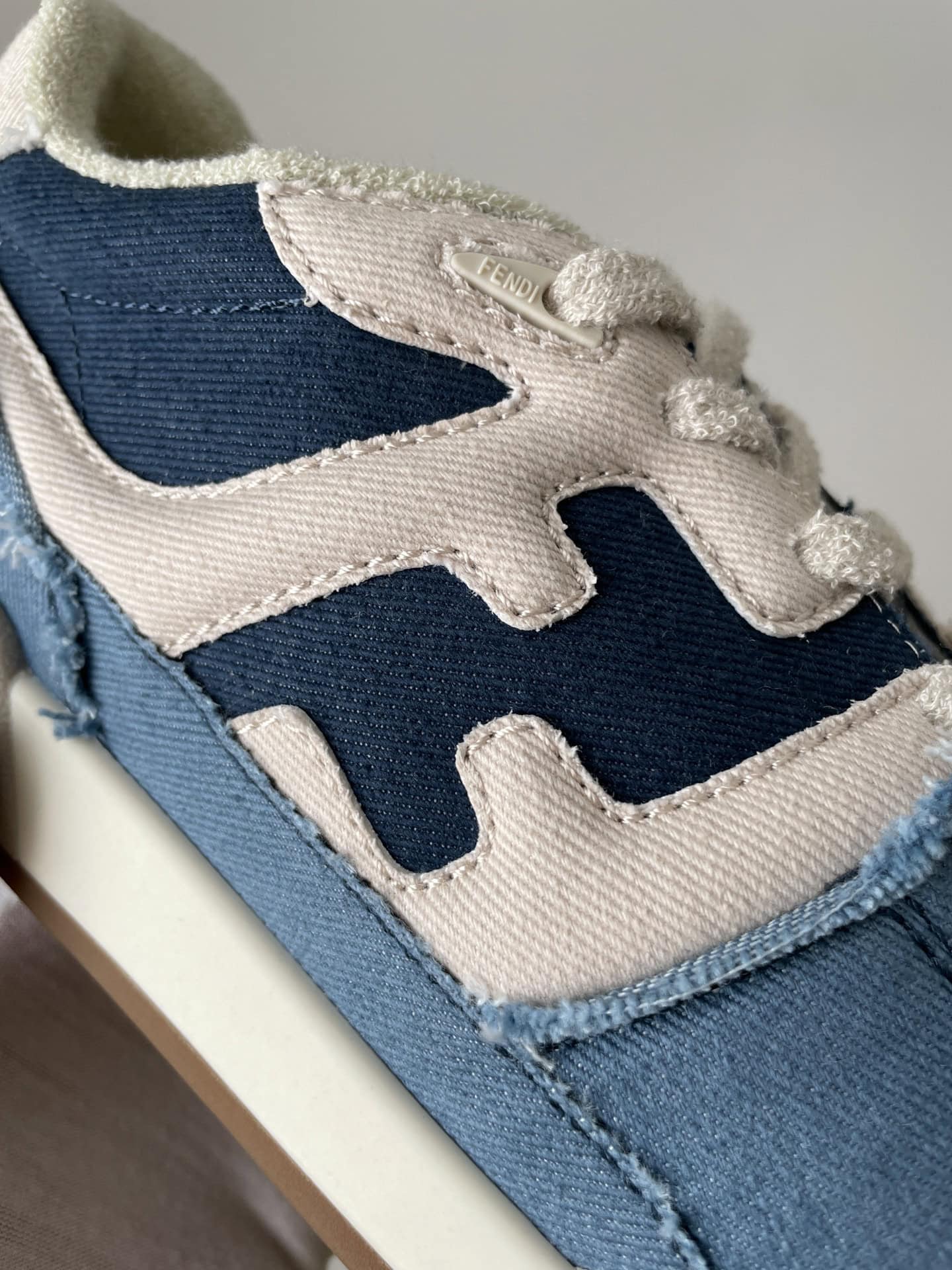 Fendi Match Denim Lace-Up Low-Top Fashion Sneakers Unisex Blue White - Image 7