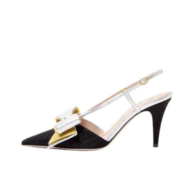 Valentino Bowow Lambskin Pointed Toe Buckle Bow Stiletto Heels 8.5cm Women Black