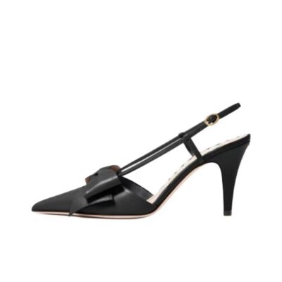 Valentino Bowow Lambskin Pointed Toe Buckle Stiletto Heels 8.5cm Women Black