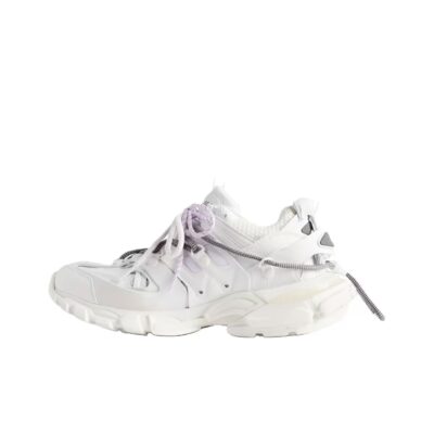 Balenciaga Track Trail Round-Toe Lace-Up Low-Top Printed White Sneakers for Women
