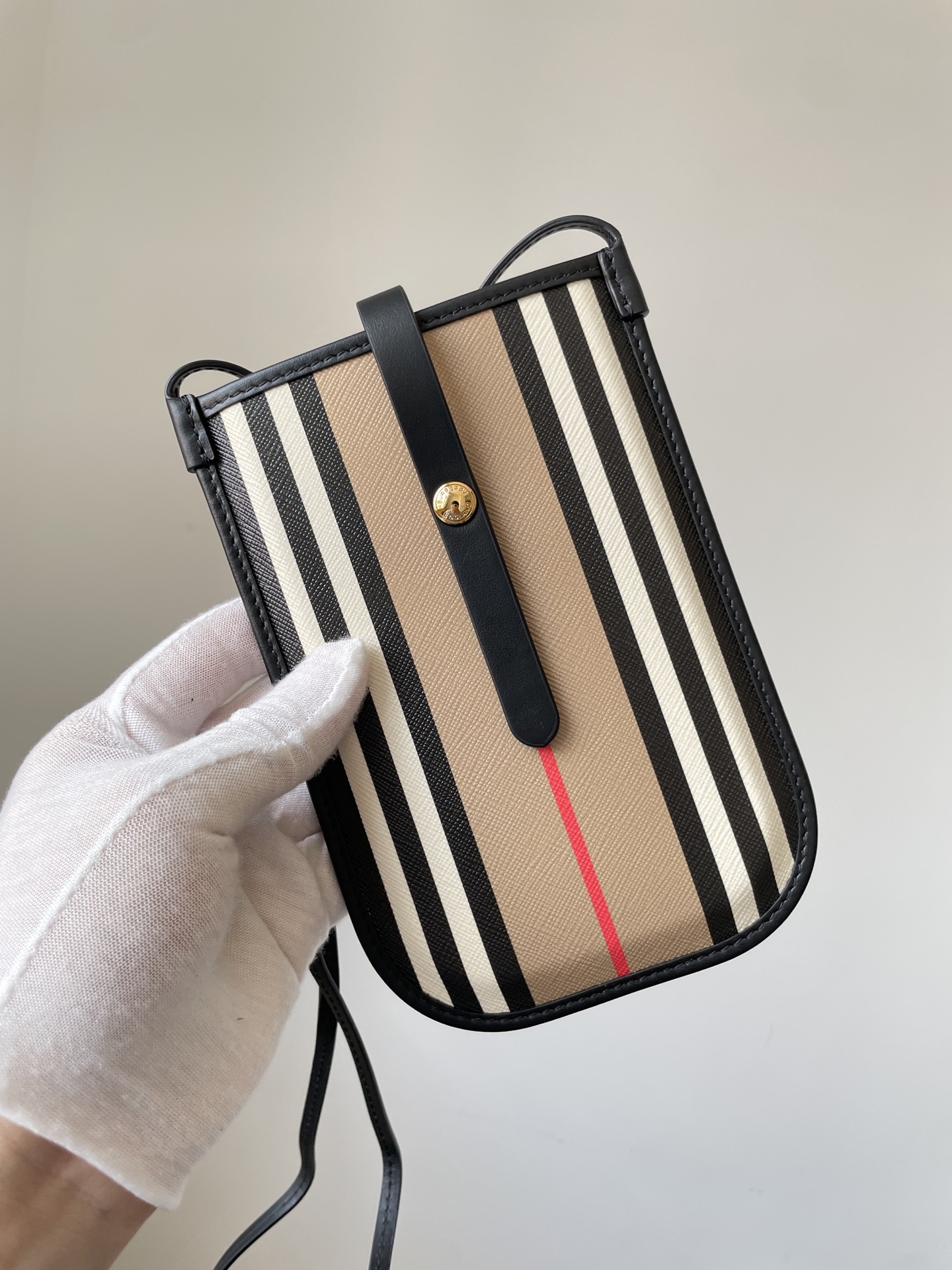 Burberry Icon Stripe Canvas Phone Pouch – Archive Beige - Image 6