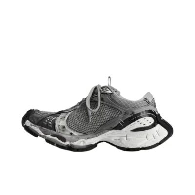 Balenciaga Stapler Round-Toe Lace-Up Low-Top Gray Sneakers