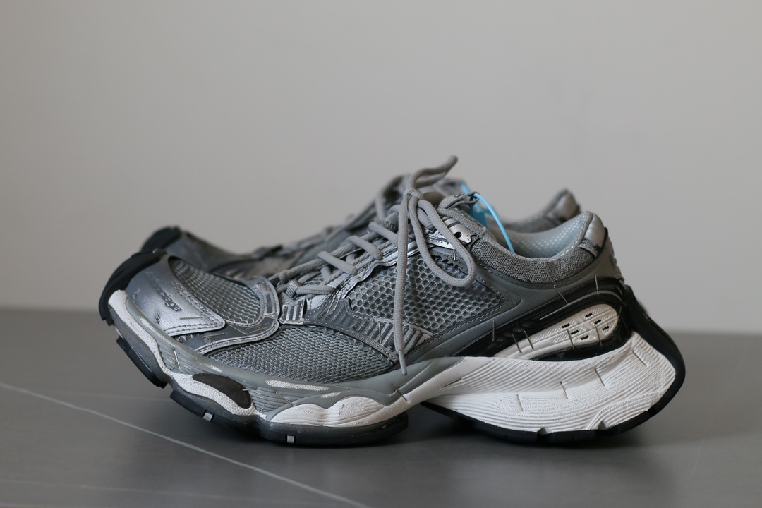 Balenciaga Stapler Round-Toe Lace-Up Low-Top Gray Sneakers - Image 2