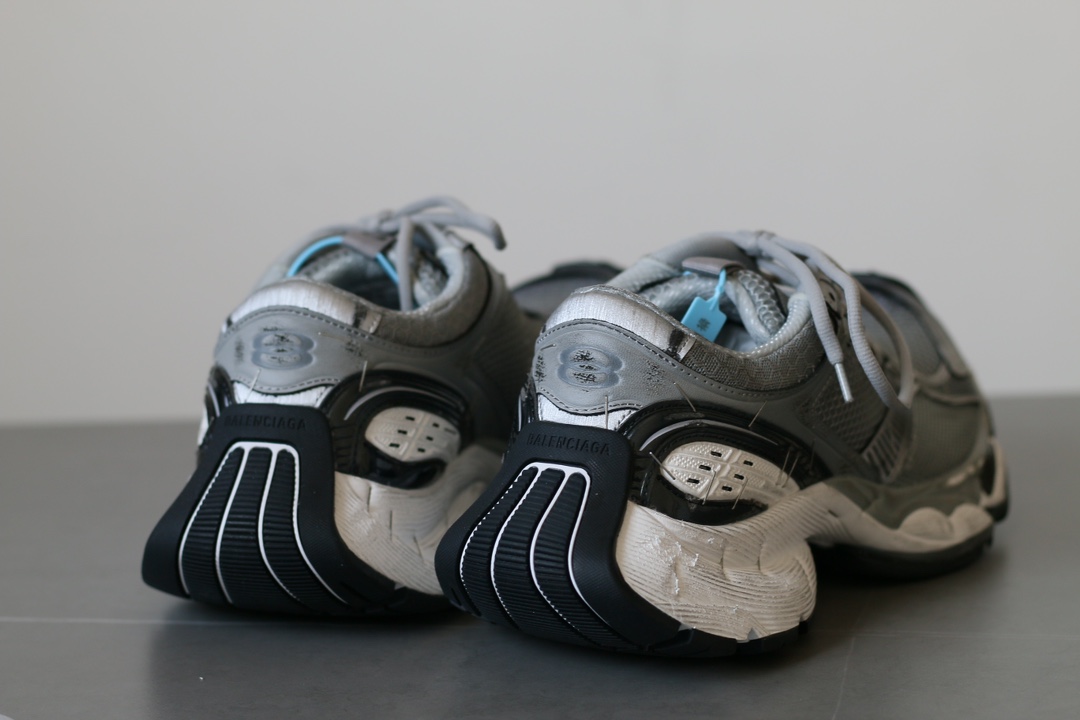 Balenciaga Stapler Round-Toe Lace-Up Low-Top Gray Sneakers - Image 7