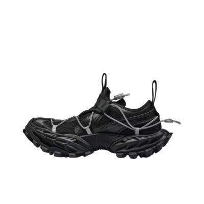 Balenciaga Hike Round-Toe Thick-Soled Low-Top Black Sneakers for Men