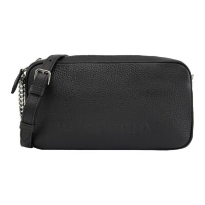 Burberry Embossed Logo Calfskin Leather Shoulder Bag – Black