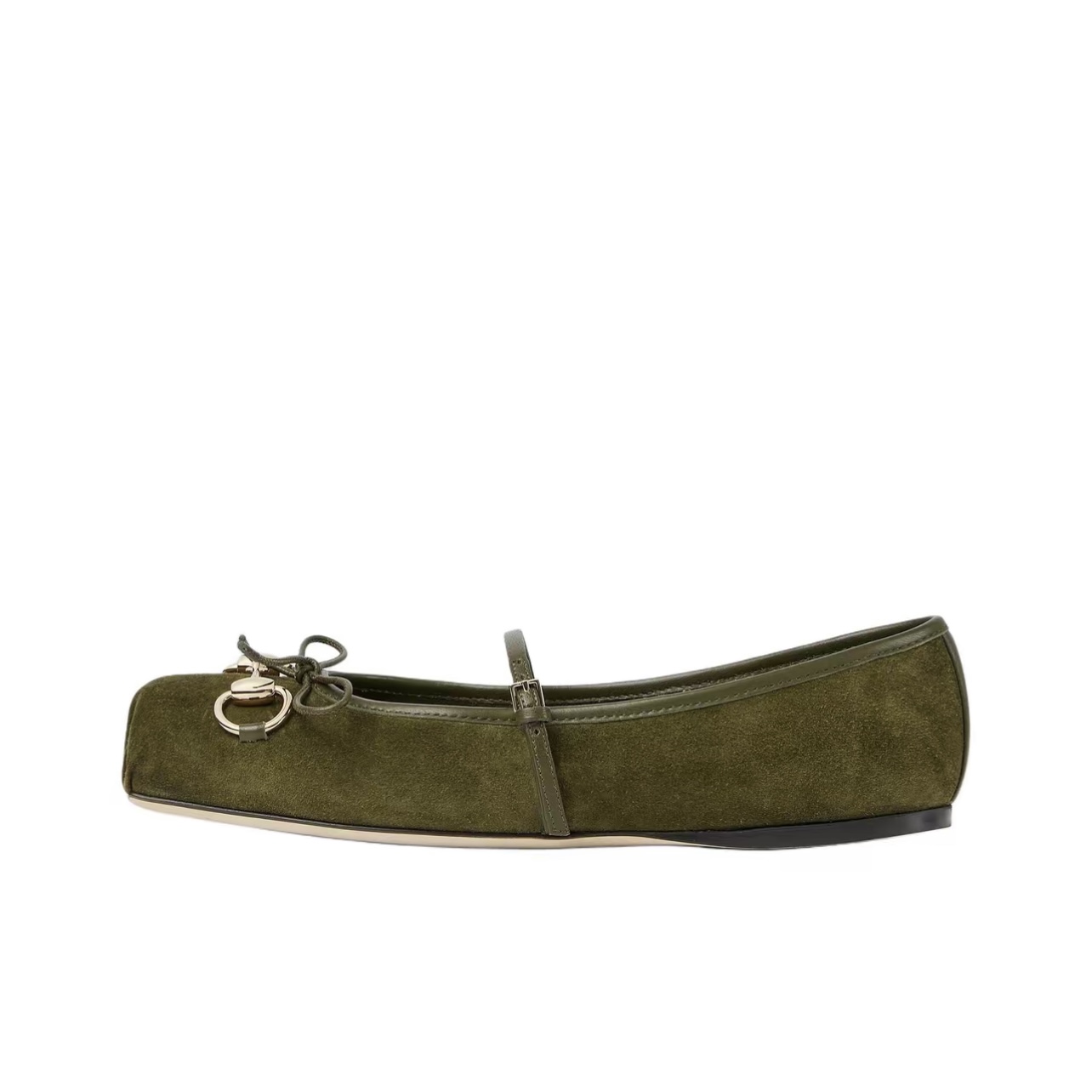 Gucci Horsebit Suede Square Toe Loafers Women Green