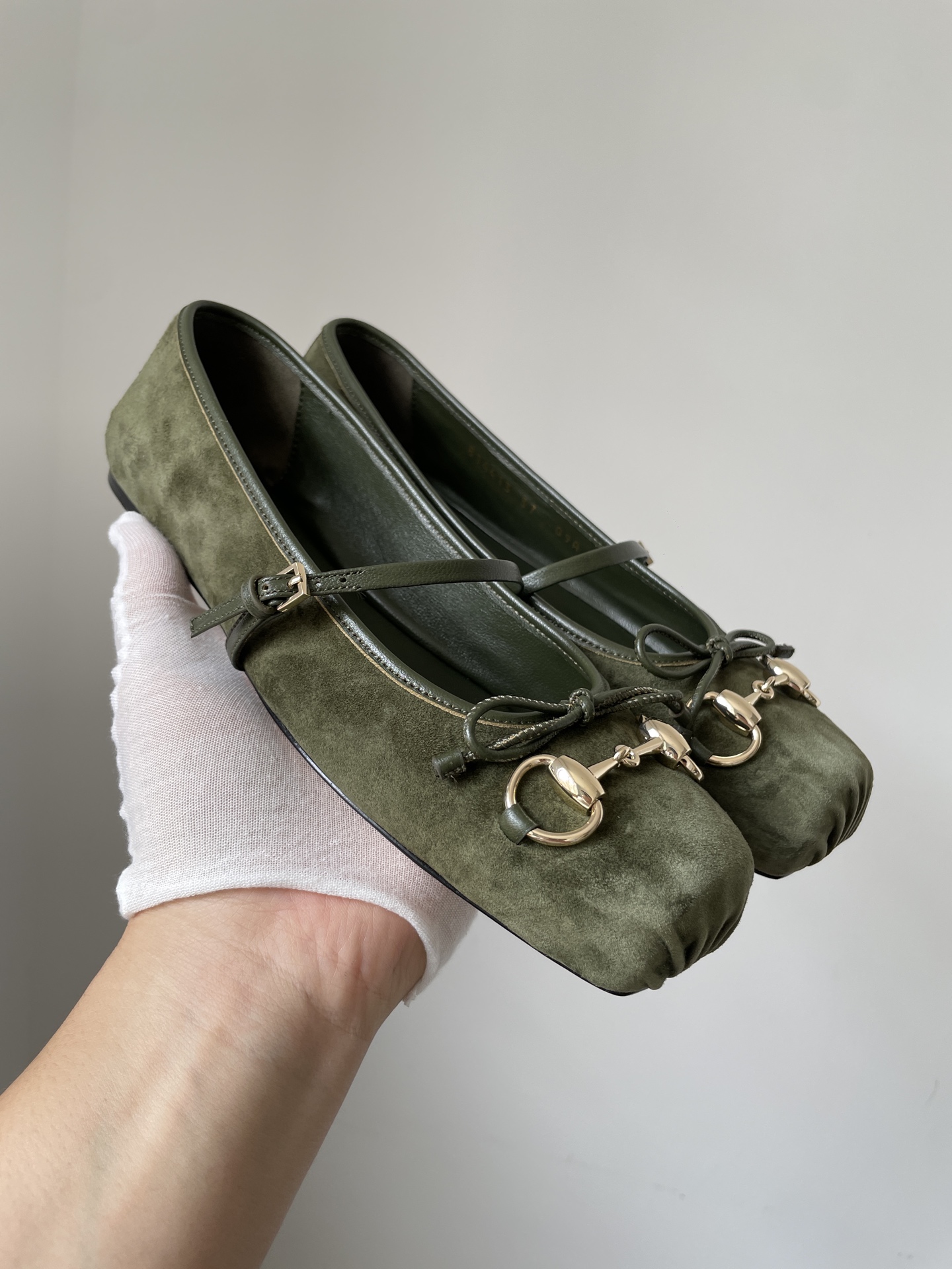 Gucci Horsebit Suede Square Toe Loafers Women Green - Image 2