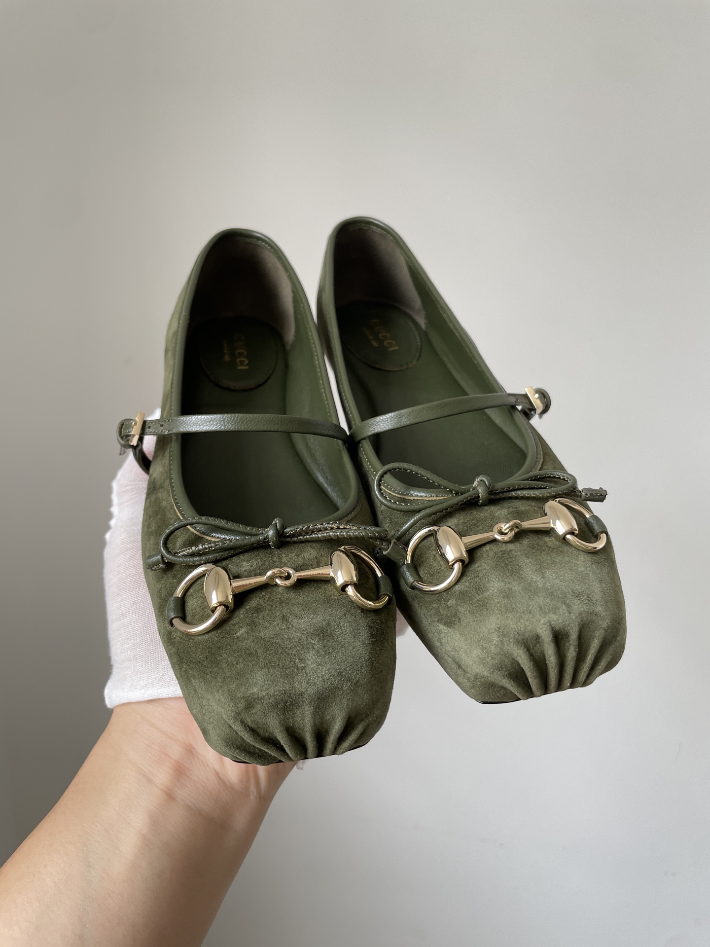 Gucci Horsebit Suede Square Toe Loafers Women Green - Image 3