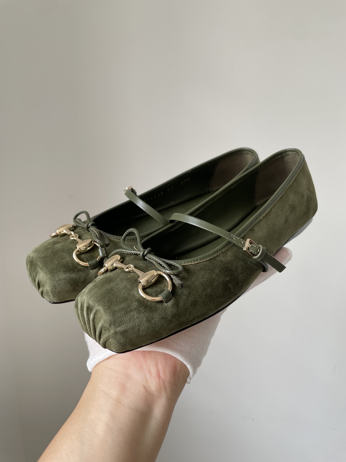 Gucci Horsebit Suede Square Toe Loafers Women Green - Image 4