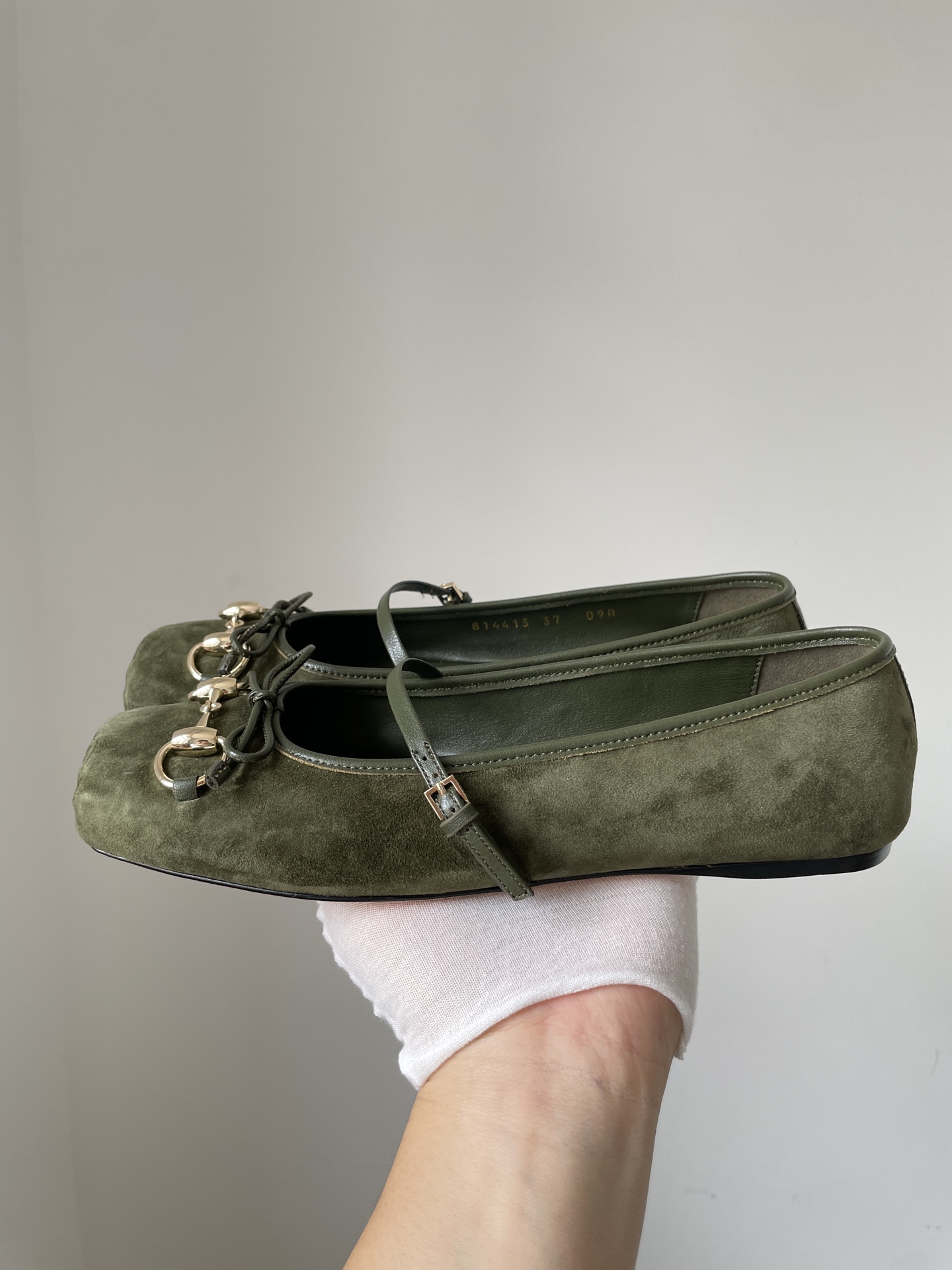 Gucci Horsebit Suede Square Toe Loafers Women Green - Image 5
