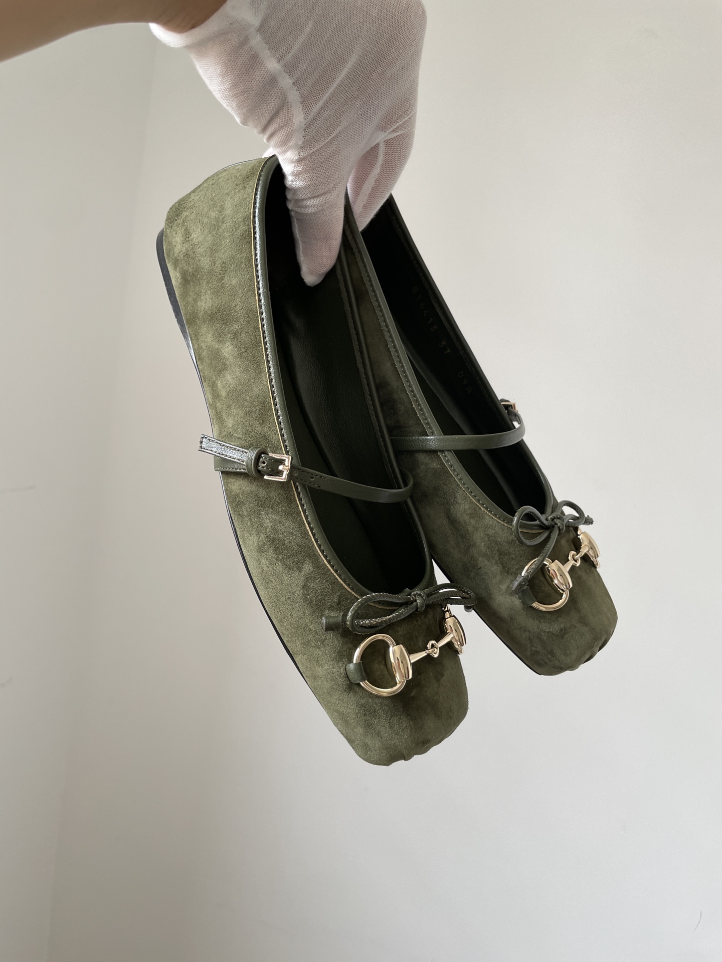 Gucci Horsebit Suede Square Toe Loafers Women Green - Image 7