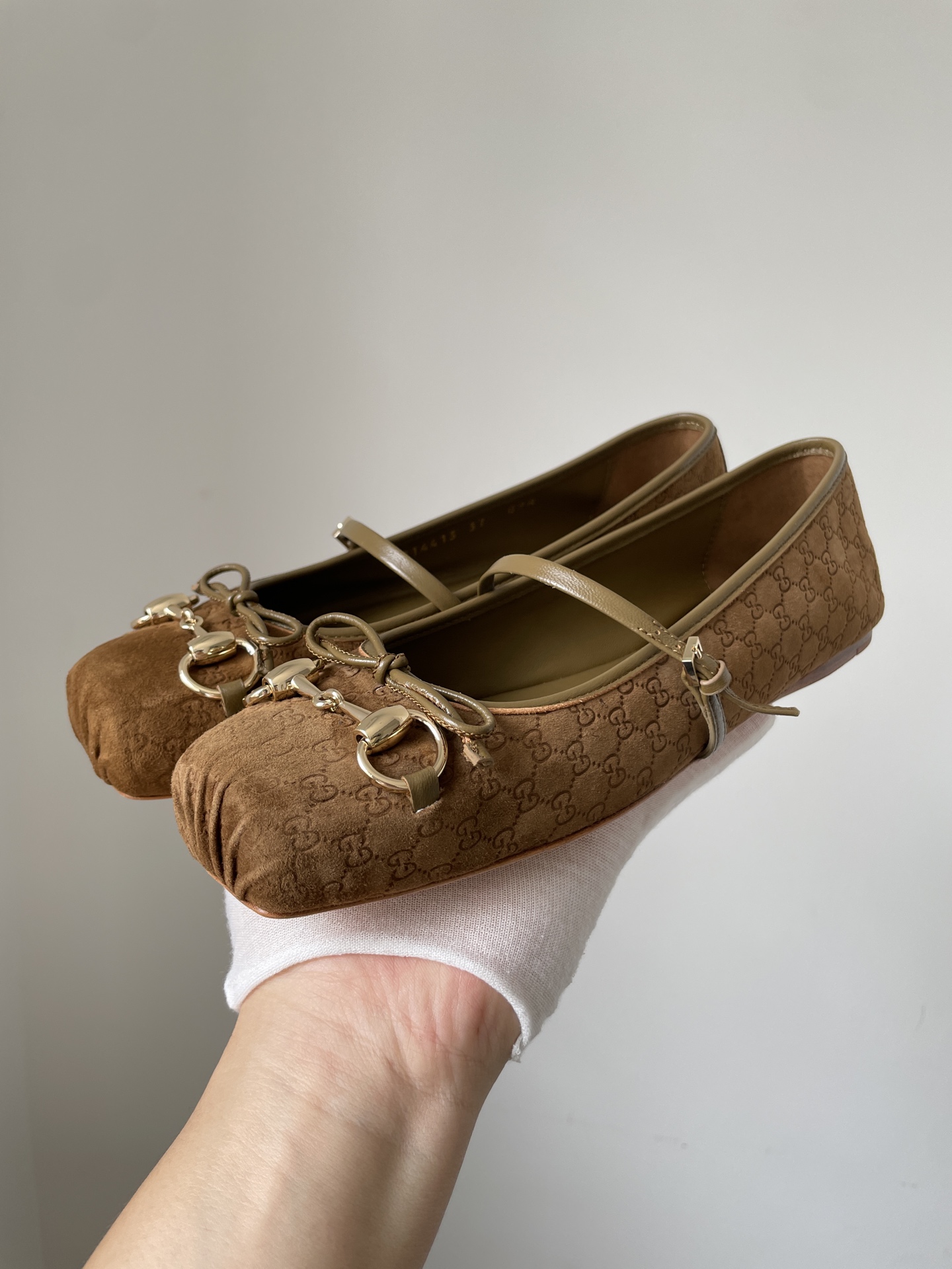 Gucci Horsebit Suede Square Buckle Flat Loafers Women Brown - Image 4