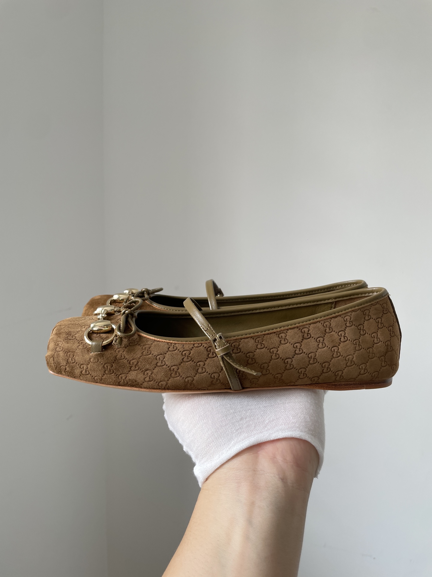 Gucci Horsebit Suede Square Buckle Flat Loafers Women Brown - Image 5