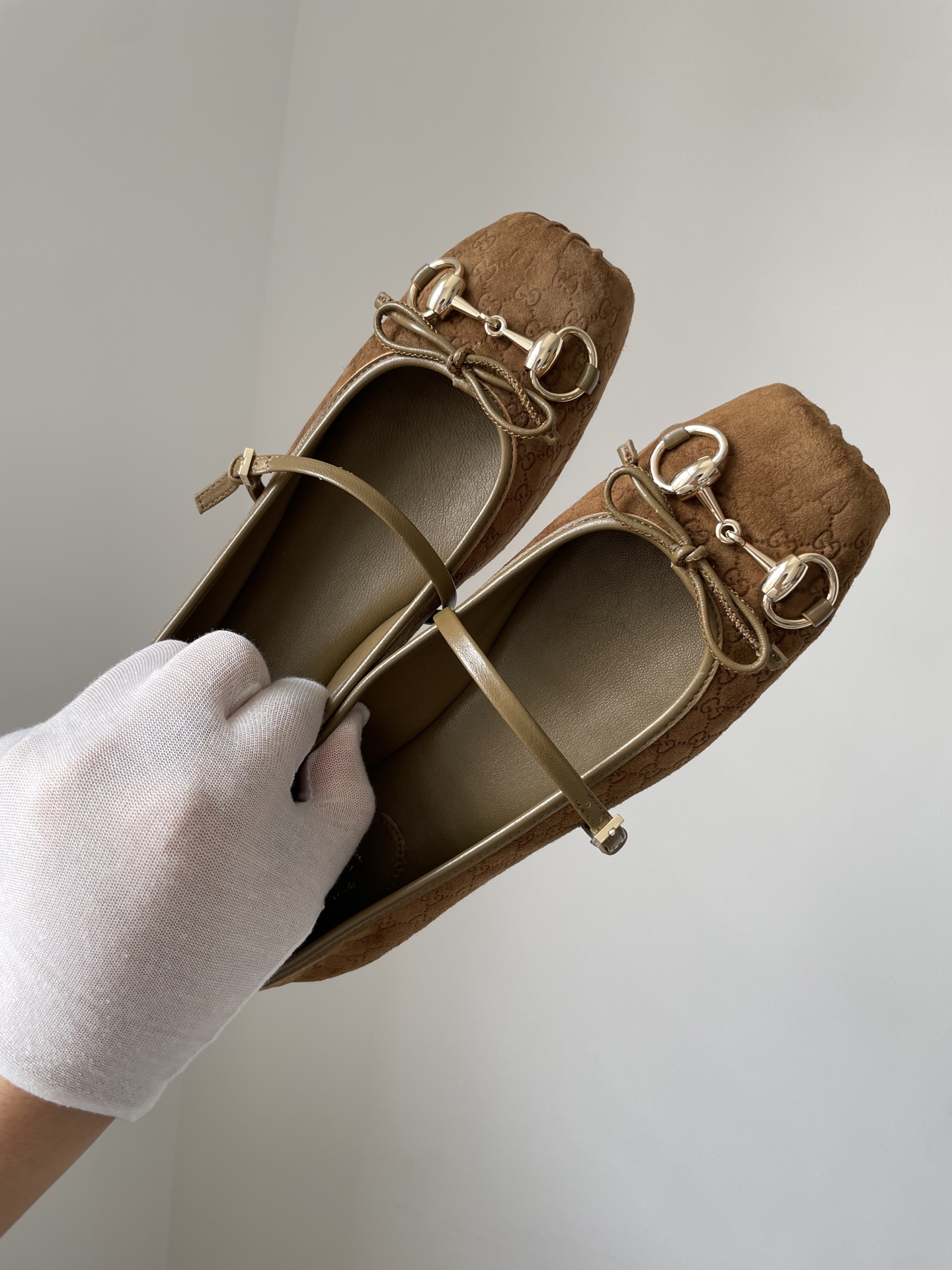 Gucci Horsebit Suede Square Buckle Flat Loafers Women Brown - Image 6