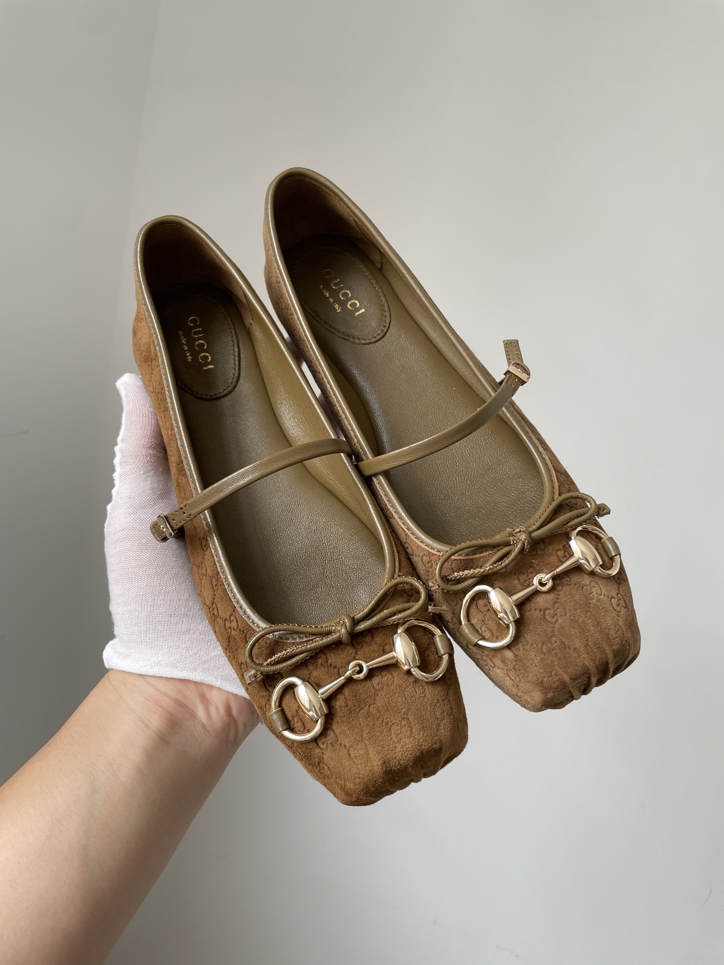 Gucci Horsebit Suede Square Buckle Flat Loafers Women Brown - Image 7