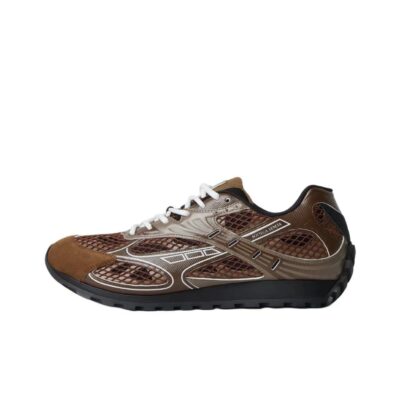 Bottega Veneta Orbit Round Toe Lace-Up Running Low-Top Sneakers Men Brown