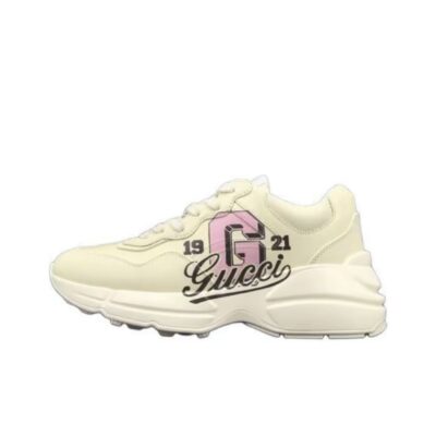 Gucci Rhyton Leather Lace-Up Sneakers Women Ivory