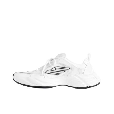 Balenciaga Monday Calfskin, Leather Round-Toe Lace-Up Low-Top White Sneakers