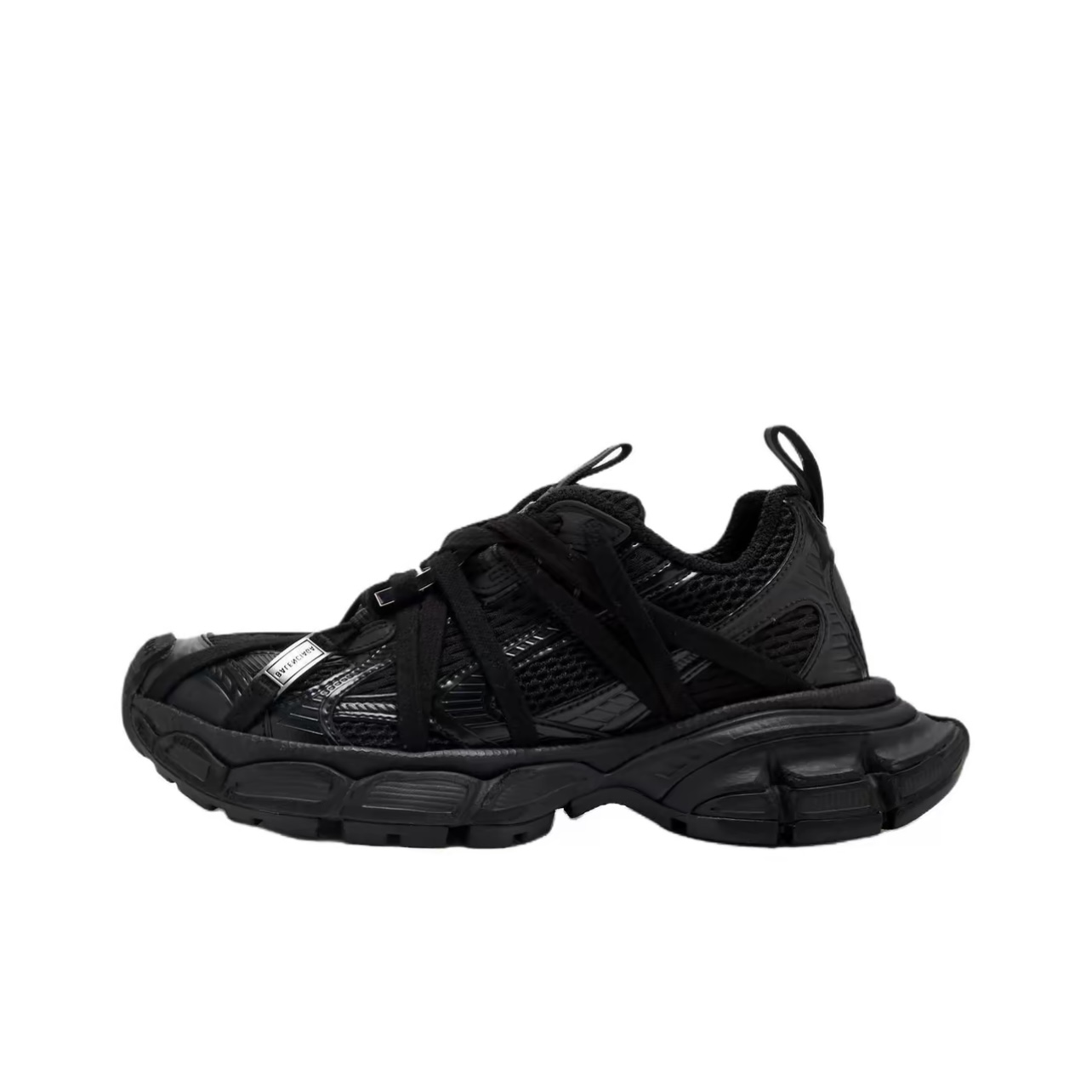 Balenciaga 3XL Round-Toe Lace-Up Low-Top Black Sneakers