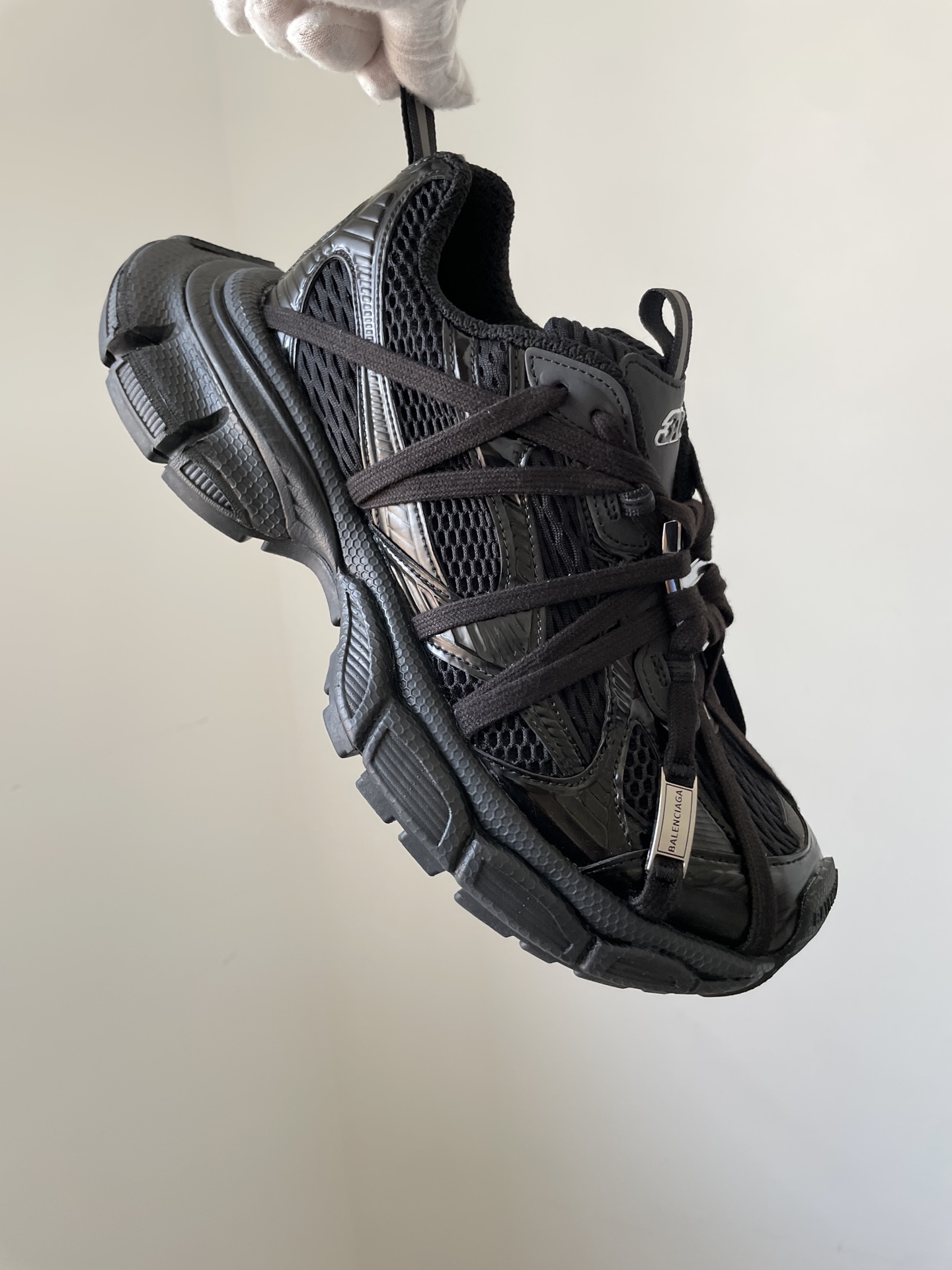 Balenciaga 3XL Round-Toe Lace-Up Low-Top Black Sneakers - Image 2