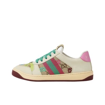 Gucci Screener Canvas Embroidered Low-Top Sneakers Women White
