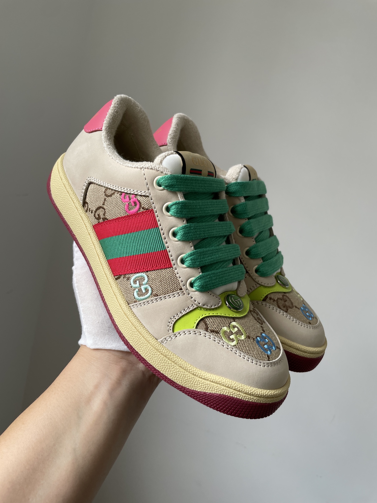 Gucci Screener Canvas Embroidered Low-Top Sneakers Women White - Image 2