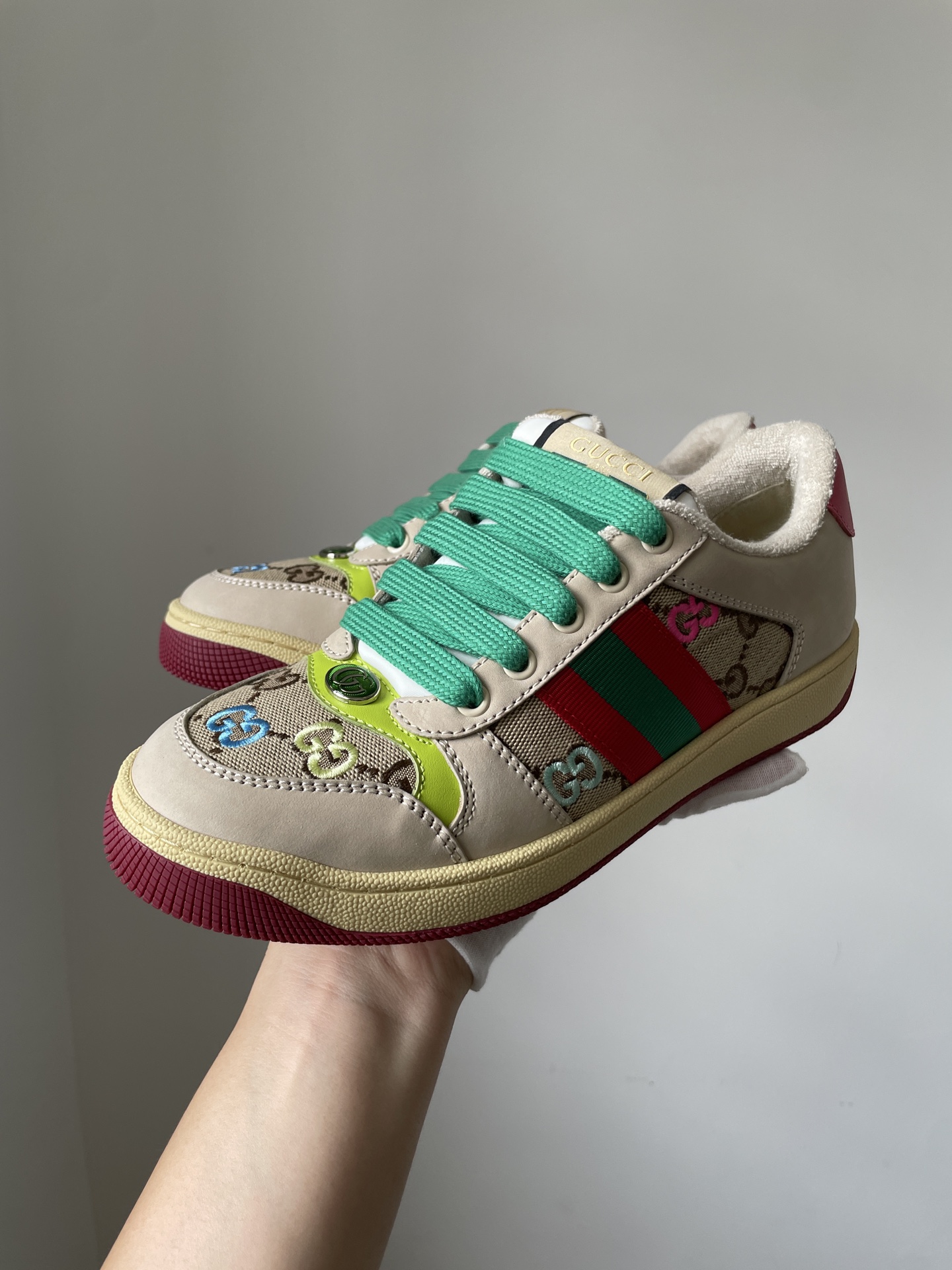 Gucci Screener Canvas Embroidered Low-Top Sneakers Women White - Image 6