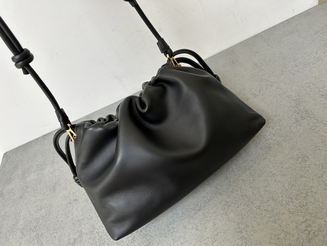 LOEWE Flamenco Purse Nappa Lambskin Shoulder Crossbody Clutch Bag with Donut Chain – Black - Image 6